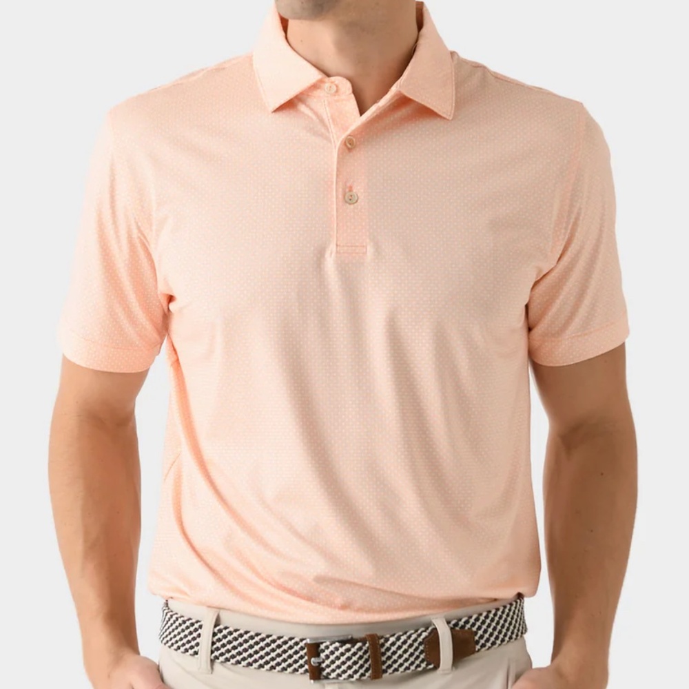 Peter Millar Summer Comfort Tesseract Performance Jersey Polo Orange